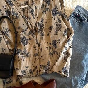 Vintage jh collectibles 100 silk floral blouse size 14